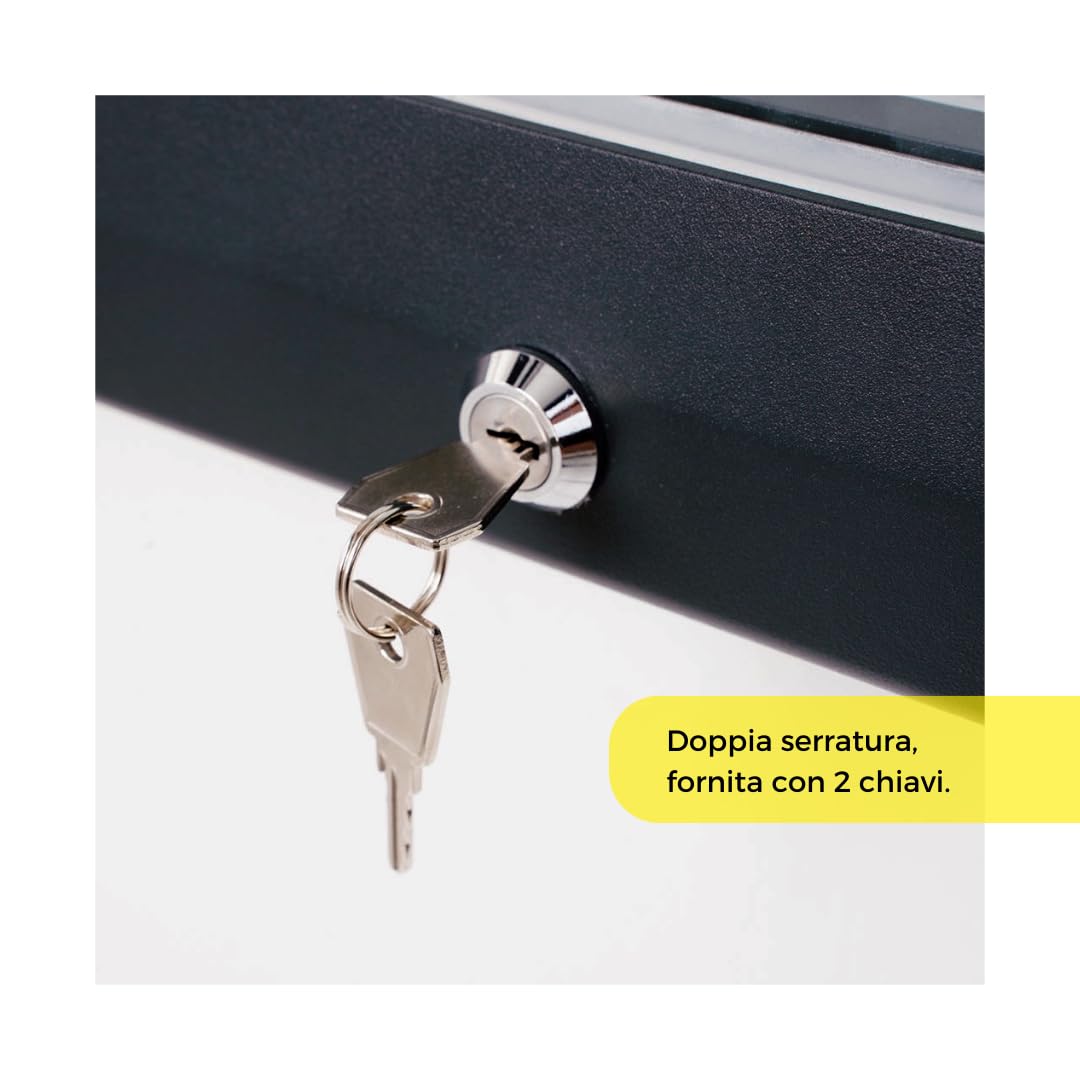 Danieli | Bacheca Certificata per Esterno 125x100 IP56, Vetro di Sicurezza, Ermetica | In Alluminio Colore Antracite, Magnetica con 2 Chiavi | Per Muri e Ringhiere (15xA4)