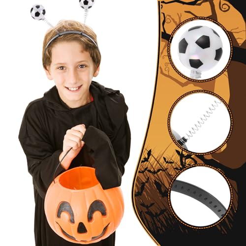 LOGOFUN 8pcs Cute Elastic Soccer Headbands Plastic Sport Ball Hair Hoop for Girls Party Decorations Fashionable Hair Accessories4