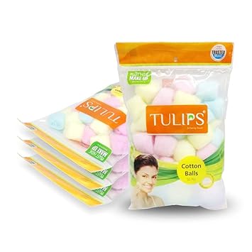 Tulips Multicolor Cotton Balls in a Ziplock Bag - Pack of -4SUSET015