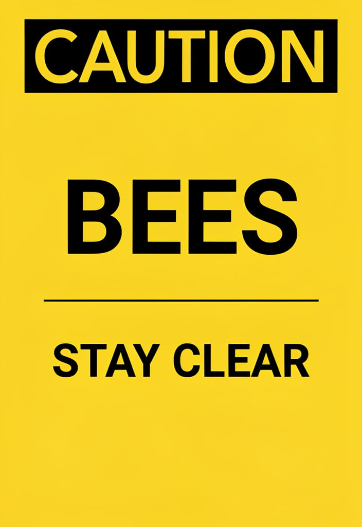 peiyeety CAUTION BEES STAY CLEAR Tin Sign 12x8 Inch, Yellow & Black Metal Warning Plaque, Rustic Farmhouse Beekeeping Decor for Garden, Patio, Barn, Shed, Garage, Gift for Bee Lovers