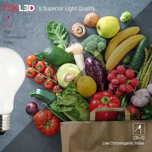 TEKLED® A60 GLS NONDIMMABLE Filament LED Bulbs | E27 Edison Screw | A19 Energy Saving 6.5W Light Milky White Glass Bulb 55W Incandescent Bulb Equivalent | 4000K 850LM | 4-Pack | Cool White - Image 4