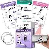 Pilates Board Workout Cards – 67 Exercise Cards with Videos & Workout Plan - Includes 5-Week Challenge, Ebook, Progress Chart & 2 Rings for Easy Organization - Home Portable Reformer Guide for Women
