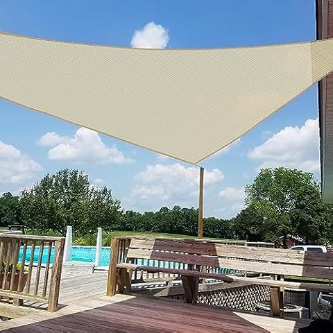WINDSCREEN4LESS 16' x 16' x 16' Sun Shade Sail UV Block Fabric Canopy in Beige Sand Triangle for Patio Garden Patio Customized Cover