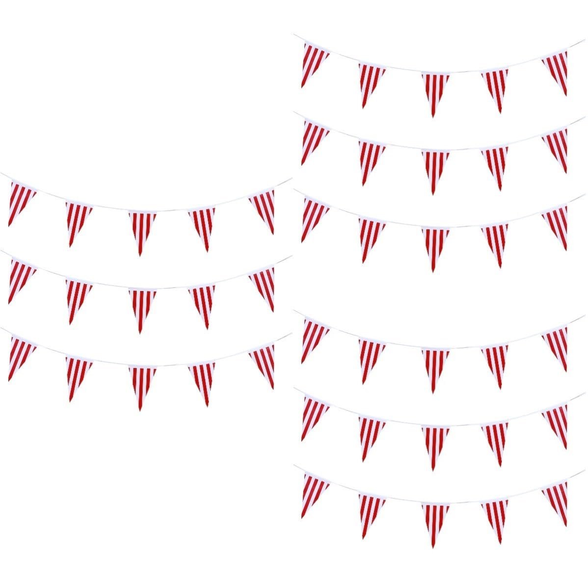 Uonlytech 9 Piezas Banderines Colgantes de Rayas para Decoración de Carnaval y Fiesta, Fáciles de Colgar, Material Pe, Diseño Triangular, Adecuado para Adornos de Carnaval Hogar