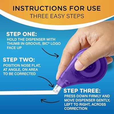 BIC Wite-Out EZ Correct Correction Tape, White, No Dry Time, Tear Resistant Tape, 2-Count