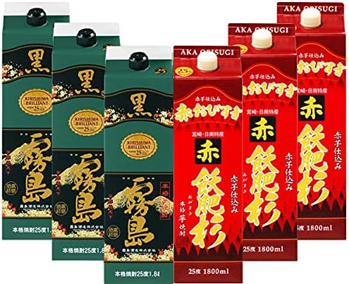 黒霧島 芋焼酎 25度 1800mlパック＆赤飫肥杉 赤芋 芋焼酎 25度 1800mlパック(各3本/計6本入り)