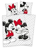 mit Reißverschluss Klaus Herding GmbH Disneys Minnie & Mickey Mouse BETTWÄSCHE 80x80 135x200cm 100% Baumwolle Renforce mit Reißverschluss