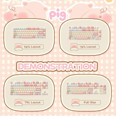 Akko PBT Keycap Set, Piggy Party Keycaps MOG Profile 139-Key Keycaps for Mechanical Keyboards
