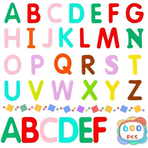 SEPGLITTER Alphabet Letters Foam Stickers, 600Pcs Colorful Self-Adhesive A-Z Alphabet Letters Foam Stickers for Kids DIY Classroom Craft Birthday Party Decorations Cover
