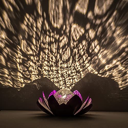 Huaxu Solar Lights Outdoor Garden Decor,Purple Lotus Solar Light,Waterproof Led Crackle Globe Glass Flower Light For Garden,Patio,Yard,Porch,Pathway,Ground,Outdoor Tabletop #TOP4