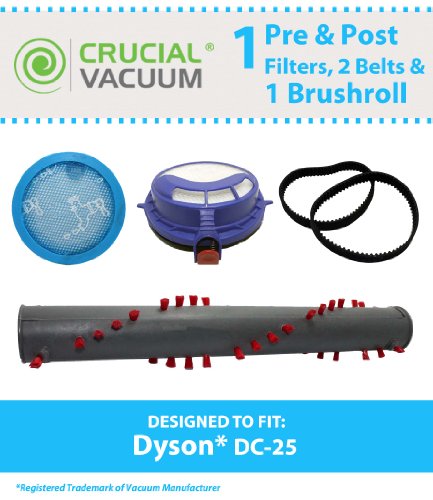 'Think Crucial Replacement for Dyson DC25 Pre & Post-Motor Filters, Brushroll & Belts, Compatible with Part # 91618805, 91479001, 91739101 & 91412301
