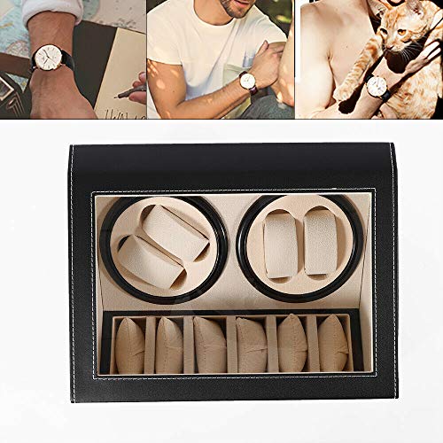 YIYIBY Uhrenbox Uhrenbeweger 4+6 Uhren Watch Winder Uhrenkasten Mechanisch für Automatikuhren Schwarz Cover