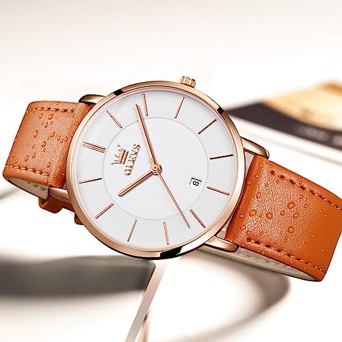 Image of OLEVS Womens Watch Minimalist Simple Slim Thin Original Analog Quartz Dress Wrist Watches Stainless Steel Mesh or Leather Strap Waterproof Watches for Ladies