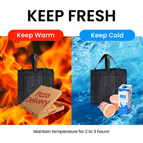 Nz Home Medium Insulated Bag For Food Delivery & Grocery Shopping With Zippered Top, Black (2 Pack) #TOP4