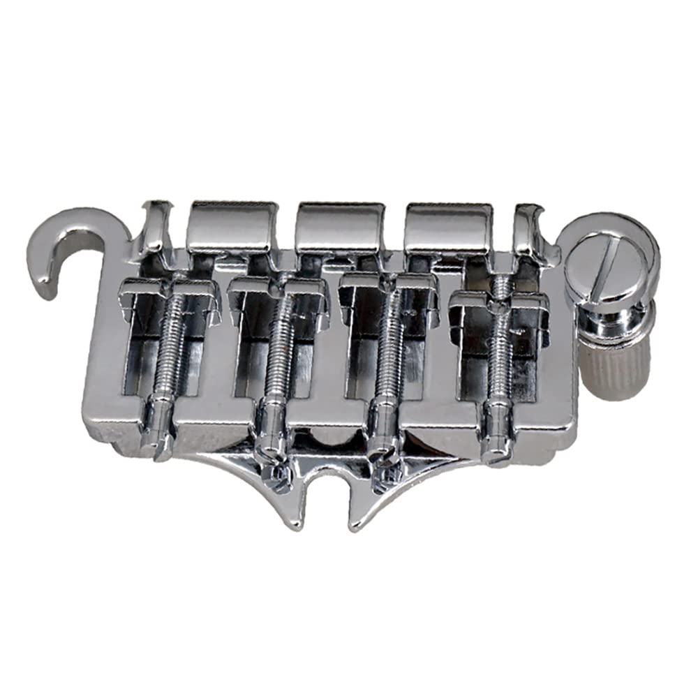Hopbucan 3 Point 4 String Bridge Tailpiece Zinc Alloy Bridges with Saddle Replacement Parts for Style,Silver - Image 2