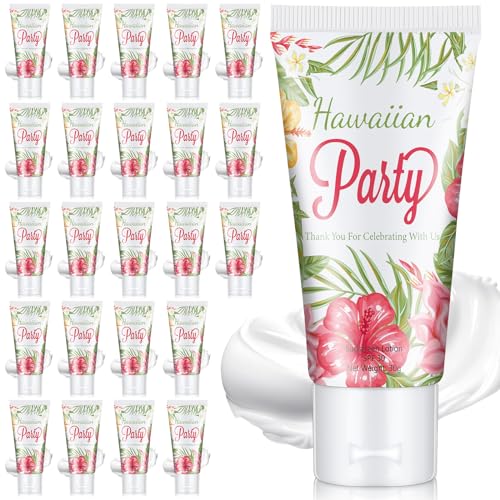 Image of 24 Pcs Travel Size Mini Sunscreen Bulk for Summer Vacation Spf 30 Water Resistant Sunscreen Lotion Sunblock for Thank You Gifts Hawaiian Wedding Pool Party Favor (Hawaiian Flower)