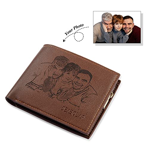 Personalized Engraved Wallet, Custom Photo Wallets for Men, Engraved Customized Leather Wallet for Men, Dad, Son, BF4