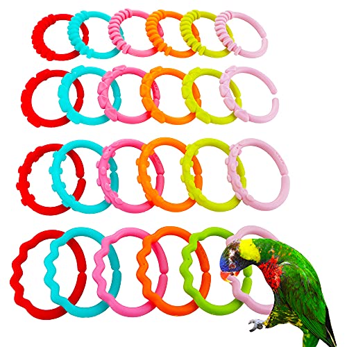 24 Pcs Bird Chewing Toy Parrot Plastic Large Link DIY Cage Accessories
