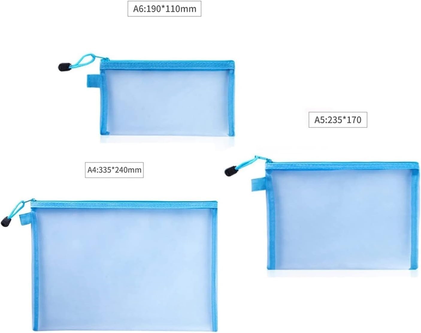 plastikowe teczki, organizer na dokumenty, 10 szt. Piórnik z czystej siatki Prosta przezroczysta siateczka Torba na dokumenty Zamek Torba na artykuły papiernicze Nylonowa torba Biurowe przybory szkoln