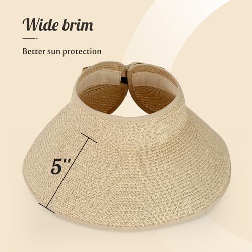 Image of Bamboo Purse Women's Natural Tote Straw Purse Foldable Straw Sun Visor Hats for Women, Beach Bamboo Bag Summer Outdoor