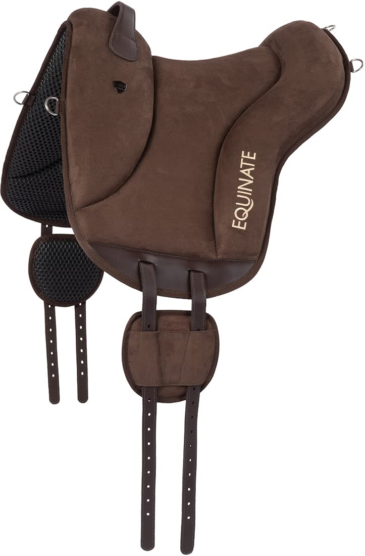 Equinate Newfield Coussin d'équitation en daim synthétique Marron – Bareback Pad avec dessous en néoprène facile d'entretien – Coussin d'équitation Selle sans arbre
