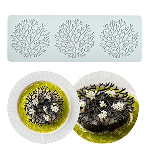 Silicone Lace Mold, Wedding Cake Lace Mat, Coral Cake Decorating Mold Flower Fondant Impression Mats for Edible Lace Fondant Mold, Sugar-Lace Cupcake Mat Tools (B_10.6x5.4x0.12inch)