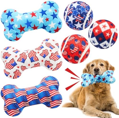 6 Pcs 4th of July Dog Toys Patriotic Day Puppy Ten…