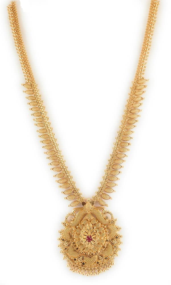 CUTE GOLD One Gram Micro Gold Plated Traditional Trendy South Indian Fashion Jewellery Stylish Ruby Emrald Stone Haram for Women & Girls (B0BQWDB4YT) Amazon Price History, Amazon Price Tracker