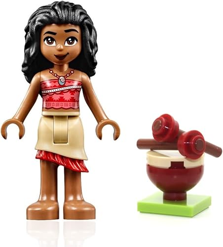 Miniatura 2 de LEGO Disney Princess Minifigure Vaiana (Moana) con falda bronceada y tambor de la selva (12 piezas)