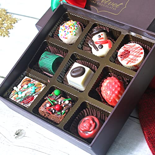 Image of Velvet Fine Chocolates Christmas and New Year Gift Hamper for Family and Friends, 130g | Premium Assorted Chocolates Gift Pack for Secrete Santa