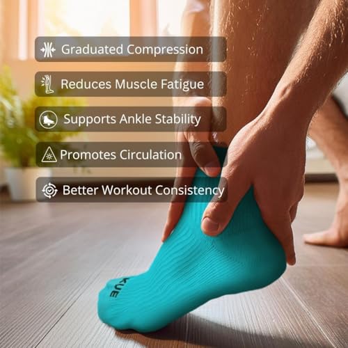 Image of KUE Compression Ankle Socks For Men & Women I Improved Blood Circulation, Pain Relief, Daily Use, Running & Sports, Premium Fabric, Moisture Wicking I Ankle Length Sports Socks