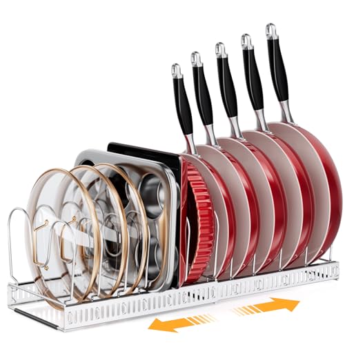 MUDEELA pot rack - expandable cabinet organizer for pots & lids