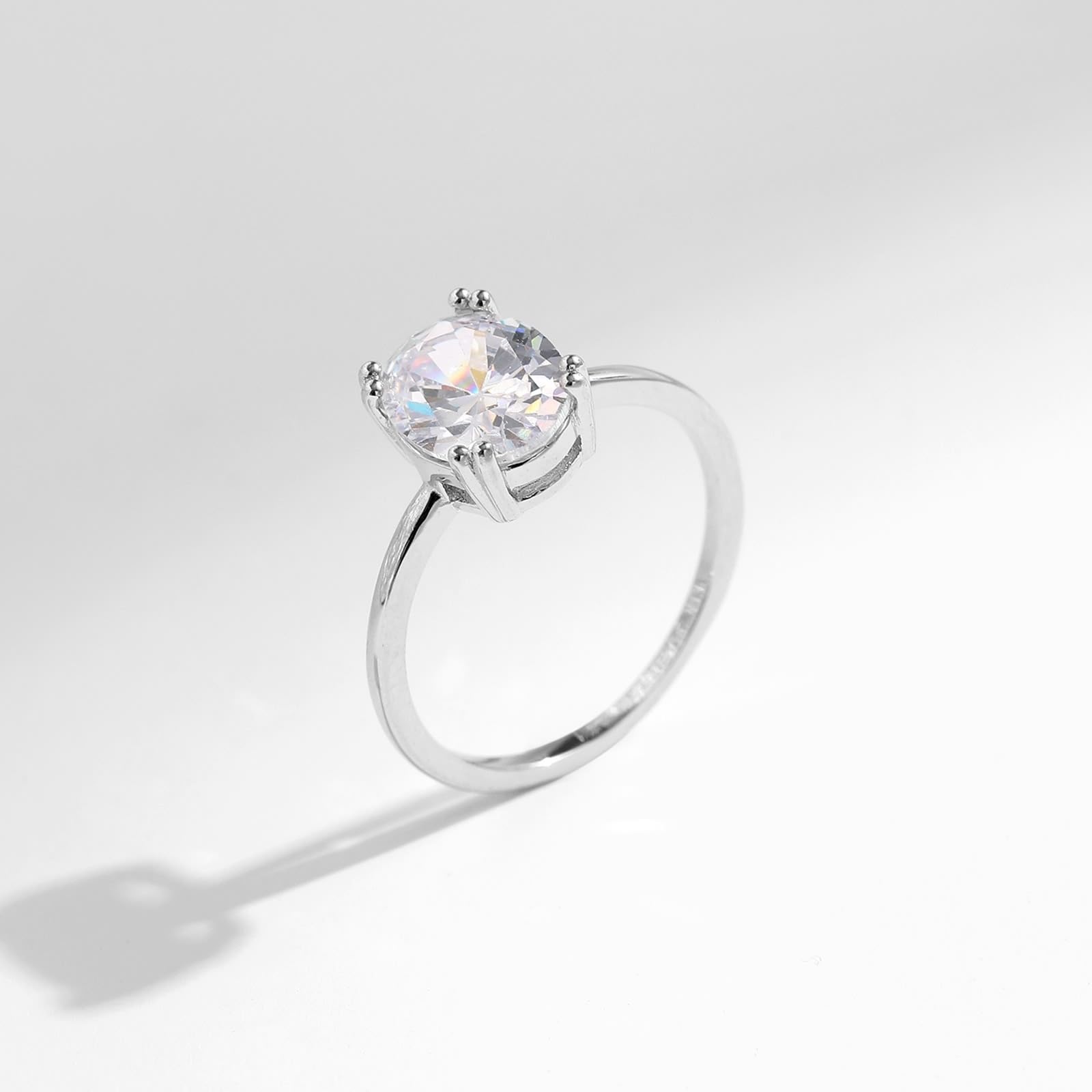 Wycian Bague de Mariage Argent Bague de Mariage Or Blanc 9K/14K Au375/Au585 7X9mm Moissanite pour Tante Mesdames