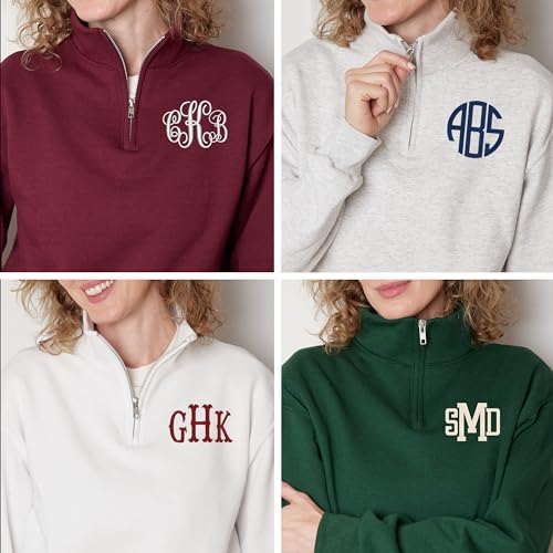 Custom Embroidered Pullover Personalized Monogrammed Quarterzip Sweatshirt Pullover3