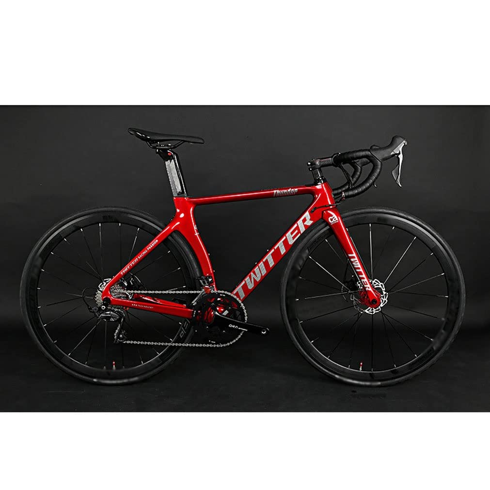 HIMALO 700c Road Bike Frameset Thru Axle 100/142mm Lightweight Carbon Disc Brake Frame 46/48/50/52/54cm Wind-Breaking Frame Internal Routing(Red,54CM)