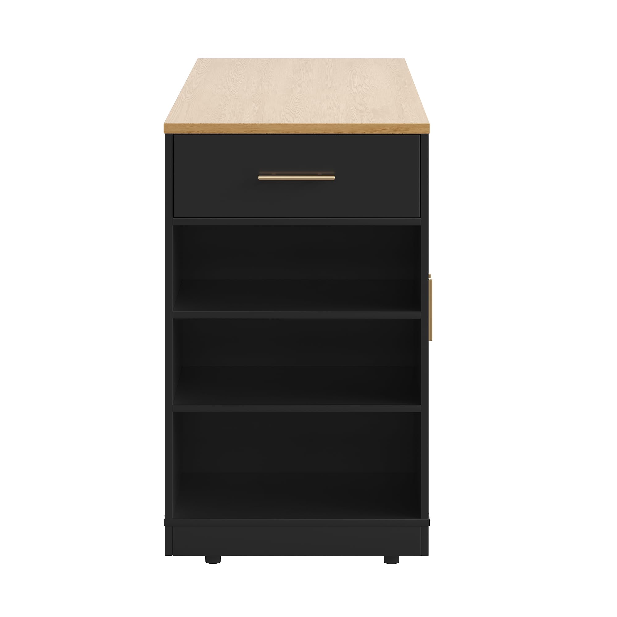 Isola da Cucina, Armadio da Cucina, 120 x 50 x 92 cm, Carrello di Servizio, con Scomparto per Pattumiera, Ripiani Regolabili, Due Ante e TRE Cassetti (Nero)