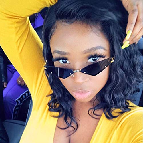 Armear Small Cateye Sunglasses Futuristic Rimless Colored Mirrored Lens4