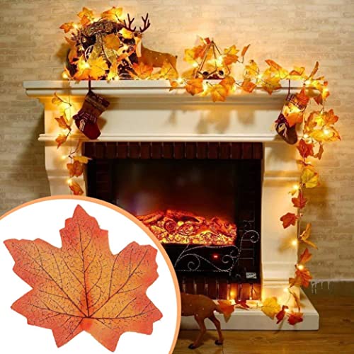 Guirnalda de otoño iluminada Decoración de Acción de Gracias, Guirnalda con pilas Hojas de arce con luces, Cadena de luces de otoño de boda Decoración para el hogar Decoraciones para interiores y ext