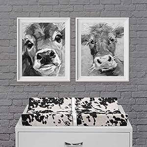Glenna Jean Premium Western Cowboy Changing Pad Cover Stylish Ultra Soft Faux Black Cowhide for Boys Girls