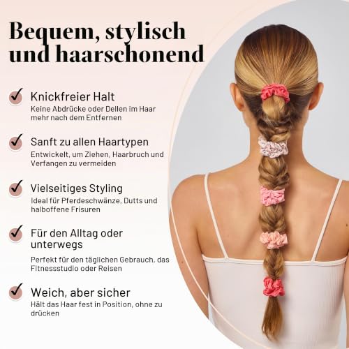 Kitsch Satin Haargummis Damen, Weicher als Seide - Cherry Blossom, 5 Stück - Bild 3
