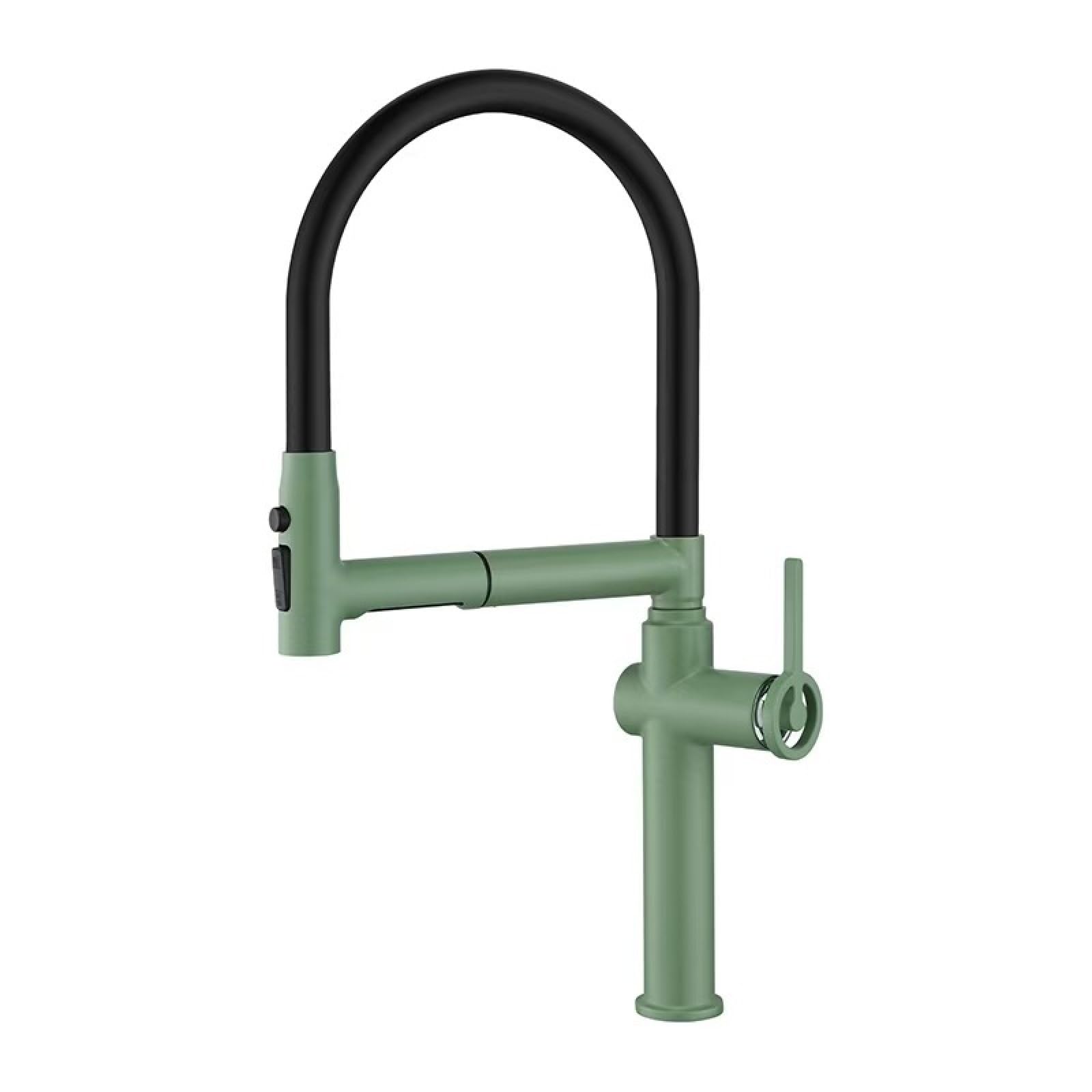 Fanjubei Green Copper Kitchen Multifunctional Pull-Out Hot And Cold Rotating Faucet,