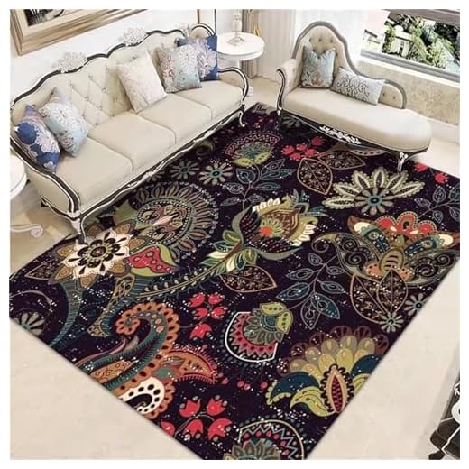 AU-OZNER Alfombra Persa Alfombra Azul Oscuro, Suelo, Mesa de Centro gateando para bebés, Alfombra modernaalfombra Gateo Bebe,Azul Marino,60x90cm