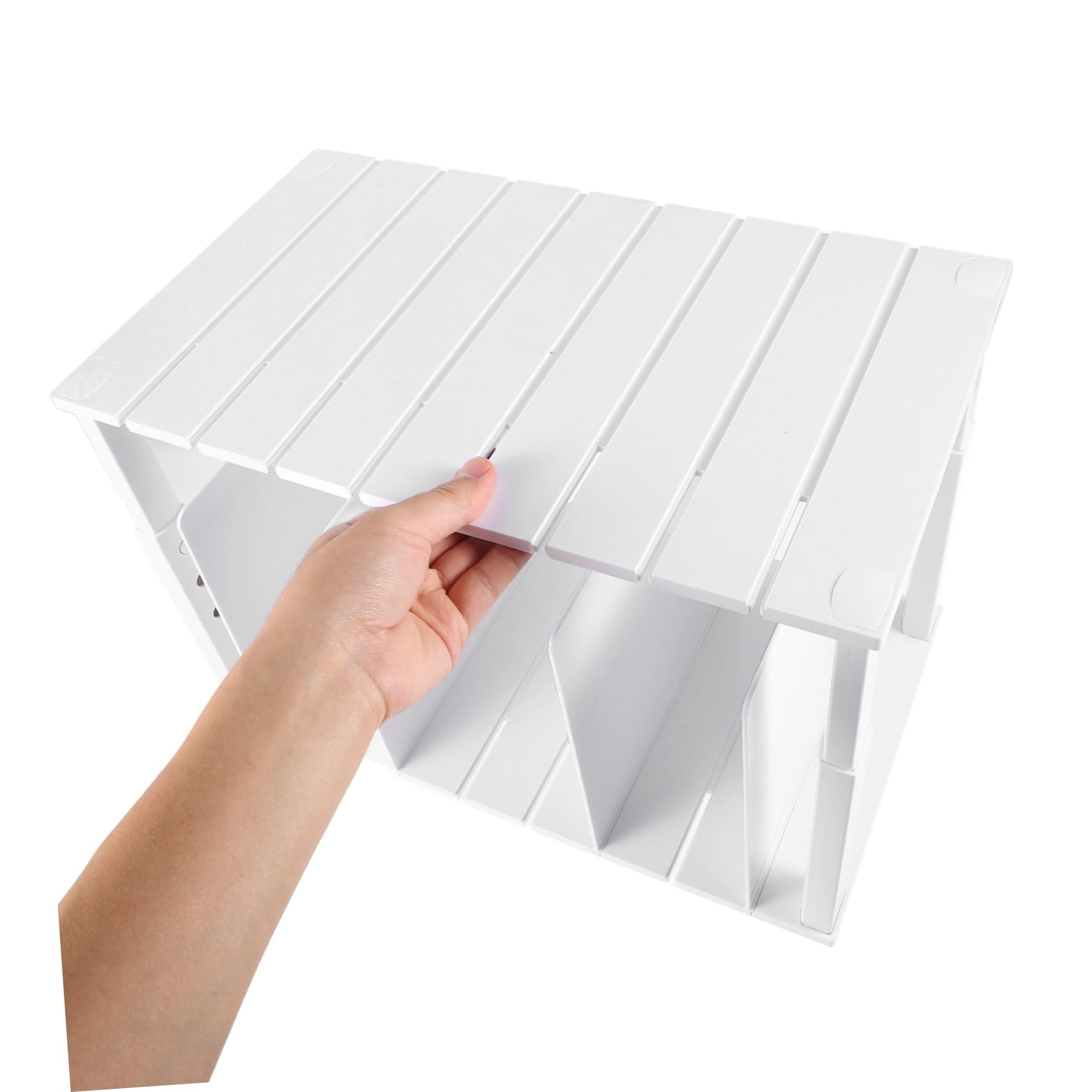 TOPBATHY Caja Organizadora Multifunción para Bolso, Doble Nivel, Blanco | Abs, Separadores Ajustables de 4 Piezas, Bordes Lisos y Redondeados, Diseño Estable Antideslizante
