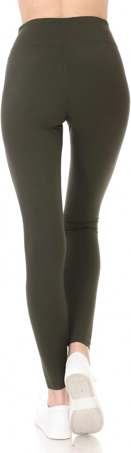 Women's 3" Yoga Waistband Activewear Comfort Leggings Small Olive