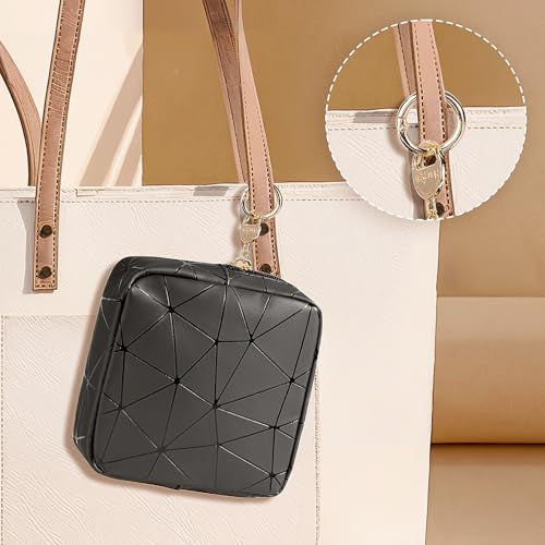 4.5" Mini Makeup Bag, Black Small Cosmetics Bag for Purse, Portable Makeup Pouch with Zipper for Women Girls, Christmas/Birthday/Wedding/Party Gifts (Black, Small)4