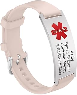 Custom Engraving Medical Alert Bracelet for Women,Personalized Seniors' Silicone Allergy Alert Information Bracelet