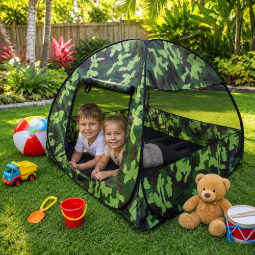 Image of Jungle Printed Play House Foldable Kids Play Tent for Boys & Girls |Lightweight and Portable | Without Balls|Foldable Tent House for Kids Activity Indoor Outdoor (Brown-Black)