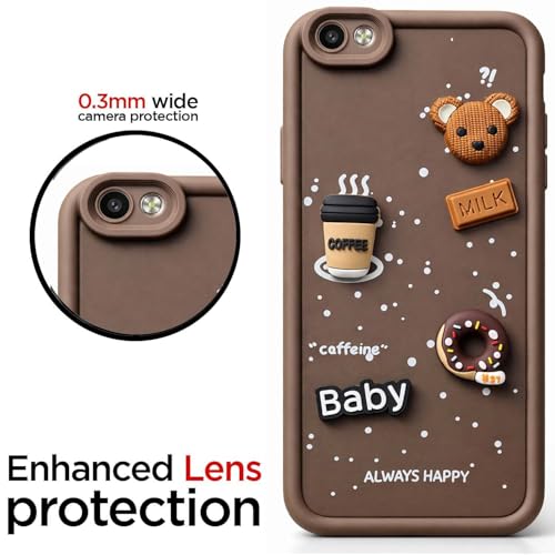 Image of Bintage Case Ball Bear| Donut| Milk Cake| Baby| Coffee Rubber Case Camera Protection Back Cover Compatible for Vivo V5s Perfect Selfie - Brown
