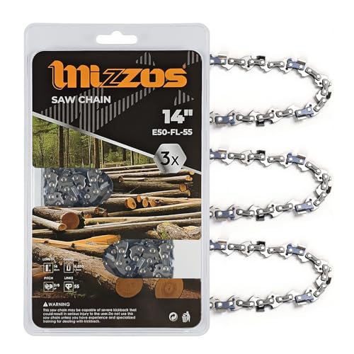 MIZZOS 16" Chainsaw Chain 3-Pack, 3/8"LP .050", 55 Links