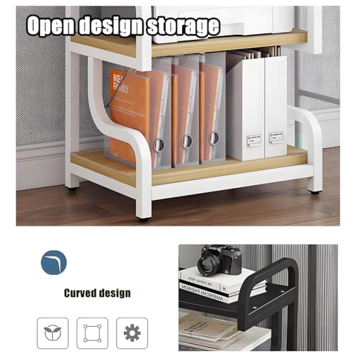Meuble rack audio blanc et teck pour salon moderne et studio DJ - 6